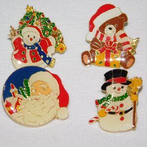 vintage jewelry 12pc Assorted Christmas gift Enamel Glass Brooches Pins